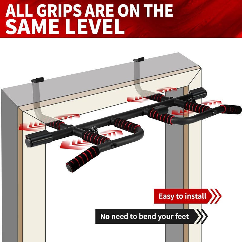 IRON AGE بار سحب للباب: بار سحب جديد 2025 - فولاذ صناعي، تدريب معلق وسهل، مجموعة أفقية متعددة القبضات - Image 2